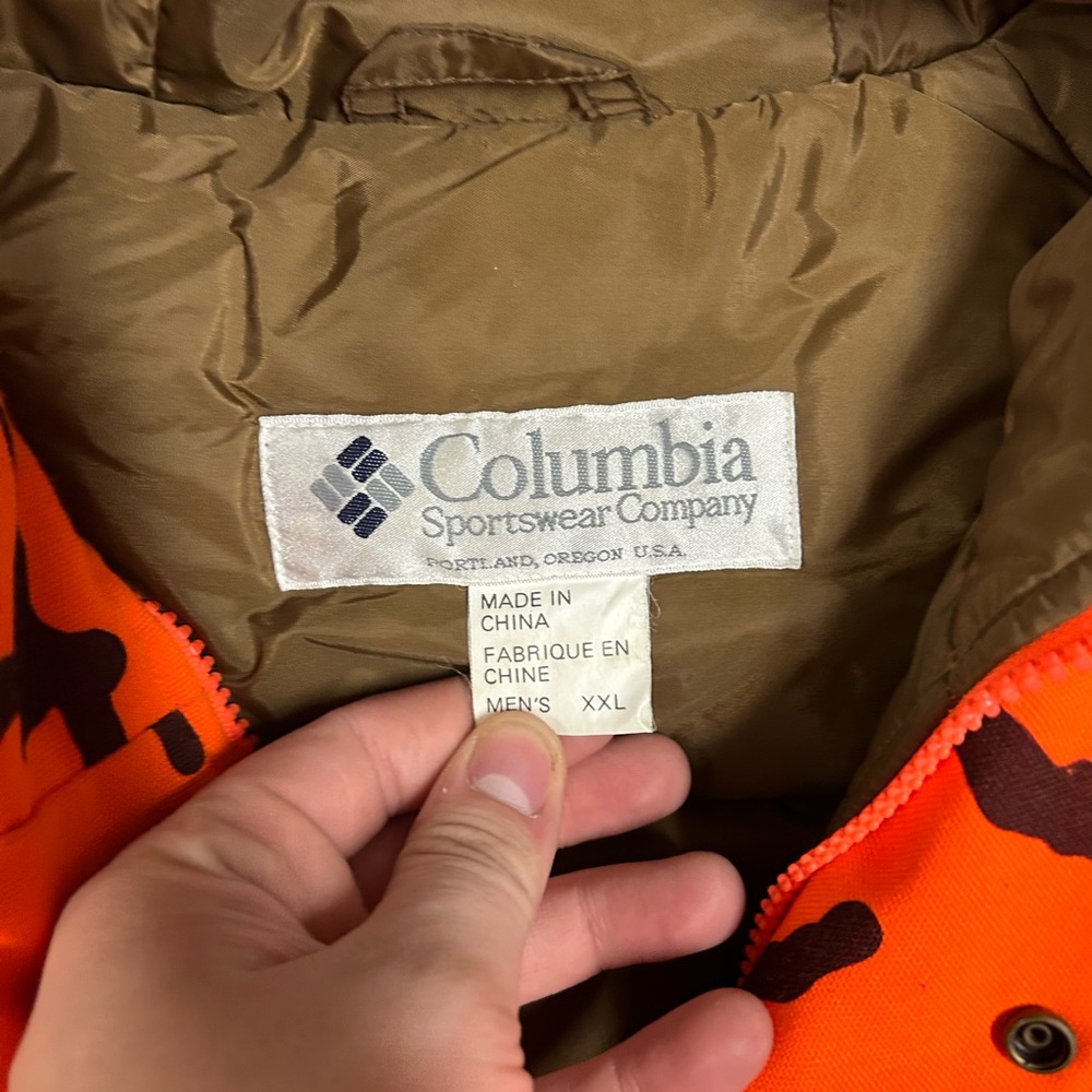 Vintage Columbia Hunting Orange Camo Parka jacket with Hood - Picture 2 of 2